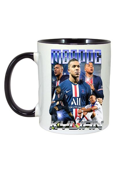 INOVATIX Personalized White Mug, Mbappe Kylian Speed, Black Handle and Interior, ®. 330ml