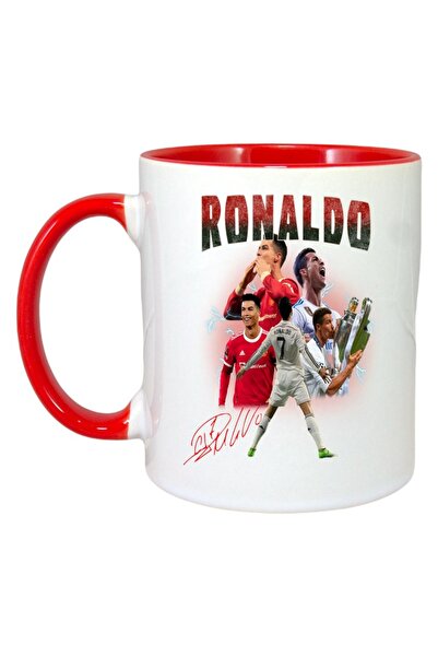 INOVATIX Cana Alba Personalizata, Ronaldo 7 Autograf, Maner Si Interior Rosu,...