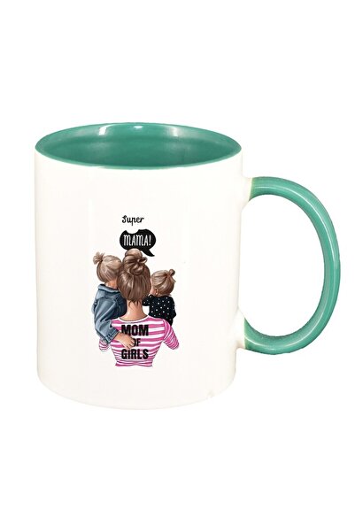 INOVATIX Cana alba personalizata, Princess, Mama Copil, Super Mama, interior verde, D1362, INOVATIX®. 330ml