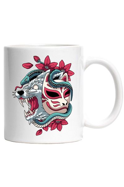INOVATIX Personalized white mug, Snake, Flower, Wolf, Mask, INOVATIX®. 330ml