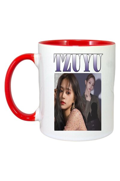 INOVATIX Cana Alba Personalizata, Formatia/trupa Tzuyu, Maner Si Interior Rosu, ®. 330ml