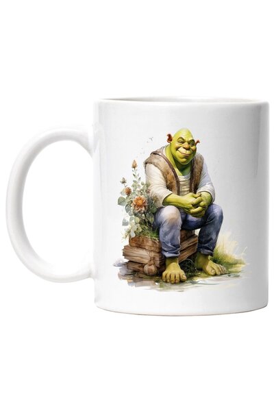 INOVATIX Cana alba personalizata, Shrek, Flori, Haine, Capcaun, Lemne, Frunze...