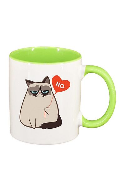 INOVATIX Personalized white mug, Meme - Funny Grumpy, light green interior, D1400, INOVATIX®. 330ml