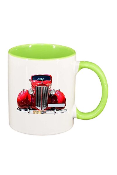 INOVATIX Εξατομικευμένη λευκή κούπα, Old School Car, ανοιχτό πράσινο εσωτερικ...