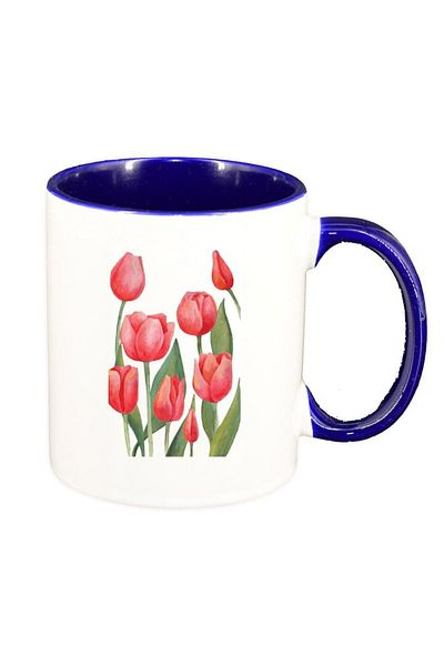 INOVATIX Personalized white mug, Red Roses, dark blue interior, D1374, INOVATIX®. 330ml