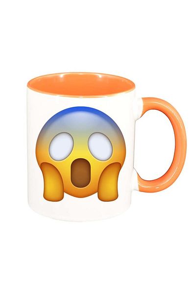 INOVATIX Personalized white mug, Emoji WooW, orange interior, D32, INOVATIX®. 330ml