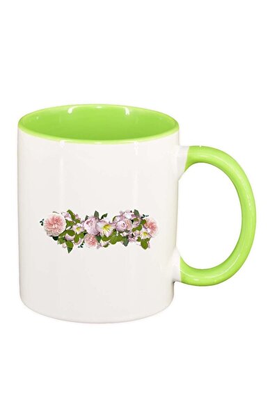 INOVATIX Cana alba personalizata, Flori, interior verde deschis, D993, INOVATIX®. 330ml