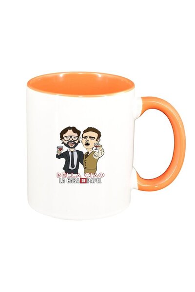 INOVATIX Cana alba personalizata, La Casa De Papel, interior portocaliu, D148...