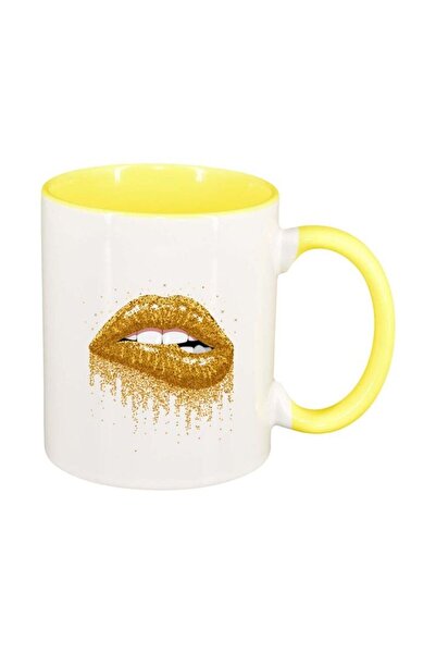 INOVATIX Cana alba personalizata, Lips, interior galben, D250, INOVATIX®. 330ml