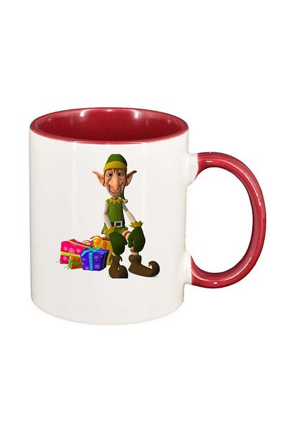 INOVATIX Personalized white mug, Christmas, red interior, D175, INOVATIX®. 330ml