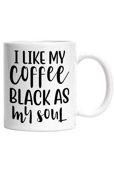 INOVATIX Personalized white mug, I like black coffee like my soul, INOVATIX®. 330ml