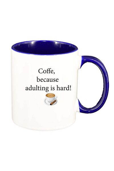 INOVATIX Personalized white mug, Coffee love, dark blue interior, D1032, INOVATIX®. 330ml