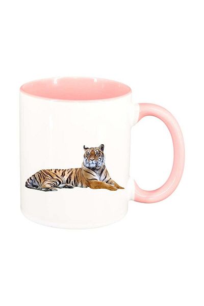 INOVATIX Personalized white mug, Tiger, pink interior, D194, INOVATIX®. 330ml