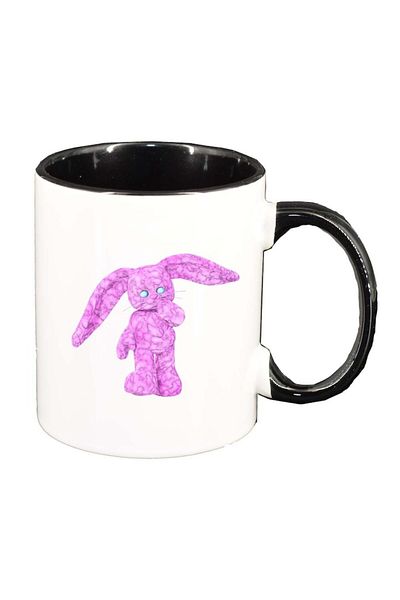 INOVATIX Personalized white mug, Pink Bunny, black interior, D999, INOVATIX®. 330ml