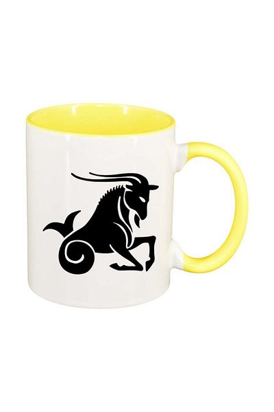 INOVATIX Personalized white mug, Zodiac sign, yellow interior, D159, INOVATIX®. 330ml