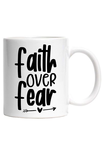 INOVATIX Personalized white mug, heart for those who choose faith over fear, INOVATIX®. 330ml