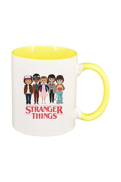 INOVATIX Personalized white mug, Stranger Things, yellow interior, D1293, INOVATIX®. 330ml