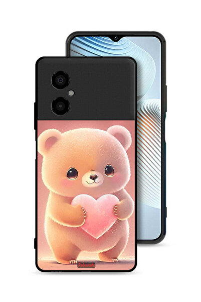 Tolwak Xiaomi Poco M4 5G Protective Case Cover Cute Little Panda Holding Heart