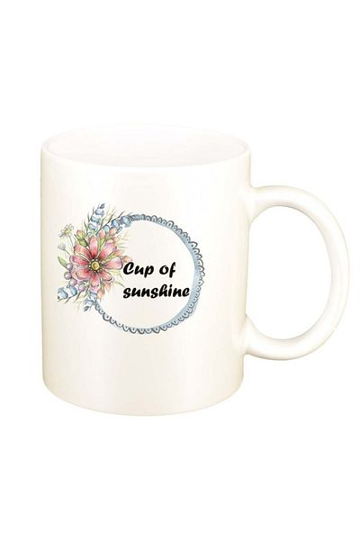 INOVATIX Personalized white mug, Flowers, Cup of sunshine, D1037, INOVATIX®. 330ml