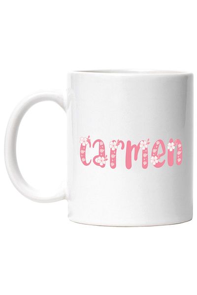 INOVATIX Personalized white mug, Name Carmen, Flowers, Colorful, Pink, Cute, INOVATIX®. 330ml