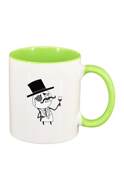 INOVATIX Cana alba personalizata, Meme Funny, interior verde deschis, D1399, INOVATIX®. 330ml