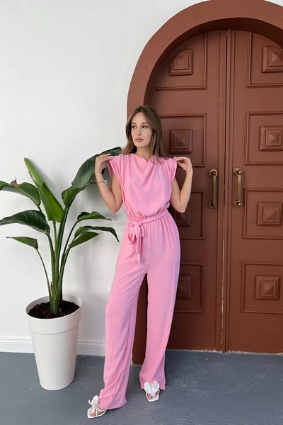 Sorridi Jumpsuit with Padded Shoulders and Belted Waist