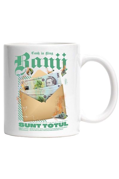 INOVATIX Personalized white mug, Money is Everything - 500 Lei Money Envelope, INOVATIX®. 330ml