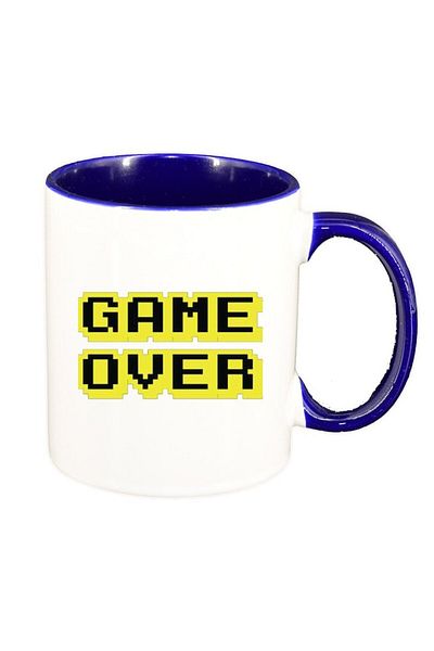 INOVATIX Cana alba personalizata, Gamer, Game Over, interior albastru inchis, D1376, INOVATIX®. 330ml