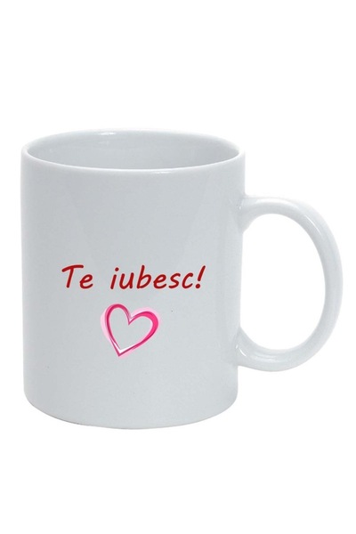 INOVATIX Cana alba personalizata, Te iubesc..., alb, D1022, INOVATIX®. 330ml