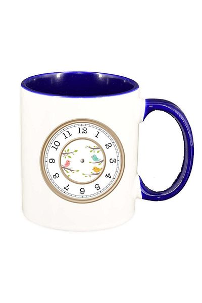 INOVATIX Personalized white mug, Clock, dark blue interior, D969, INOVATIX®. 330ml