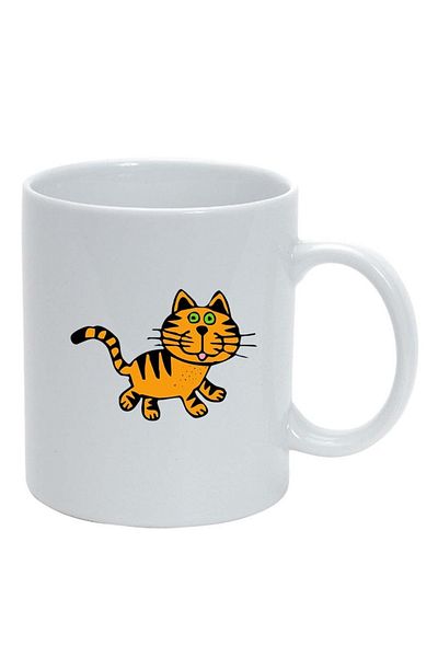 INOVATIX Personalized white mug, Drawn Cat, white, D986, INOVATIX®. 330ml
