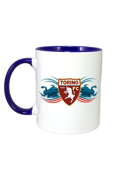 INOVATIX Personalized White Mug, Torino Fc Italia, Blue Handle and Interior, ®. 330ml