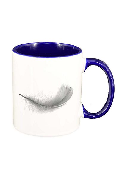 INOVATIX Cana alba personalizata, Feather, interior albastru inchis, D231, INOVATIX®. 330ml