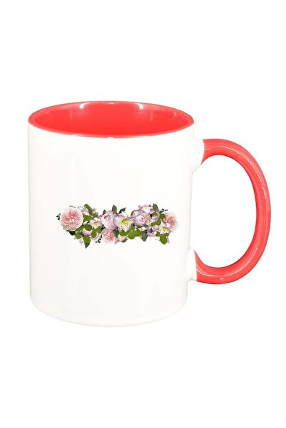 INOVATIX Cana alba personalizata, Flori, interior rosu-inchis, D993, INOVATIX...