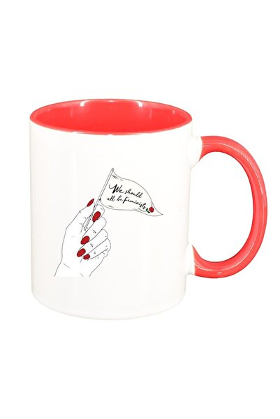 INOVATIX Εξατομικευμένη λευκή κούπα, φεμινίστριες, κόκκινο εσωτερικό, D1479, ...