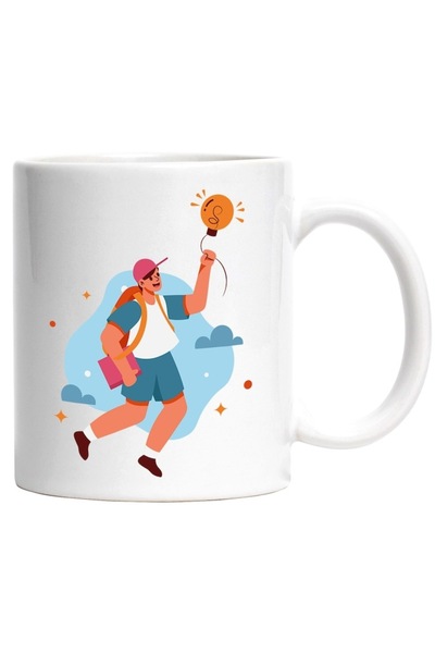 INOVATIX Cana alba personalizata, Balon, Bec, Elev, Ghiozdan, Nori, Cer, Stel...