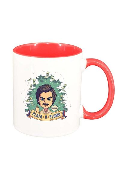 INOVATIX Cana alba personalizata, Narcos - Pablo Escobar, interior rosu, D1345, INOVATIX®. 330ml