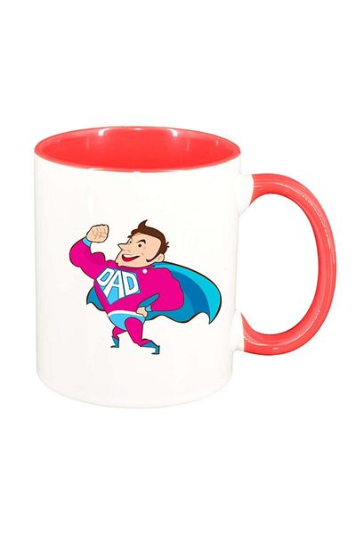 INOVATIX Personalized white mug, Super Dad, dark red interior, D982, INOVATIX®. 330ml