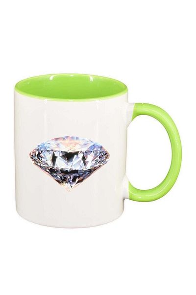 INOVATIX Cana alba personalizata, Diamant, interior verde deschis, D240, INOVATIX®. 330ml