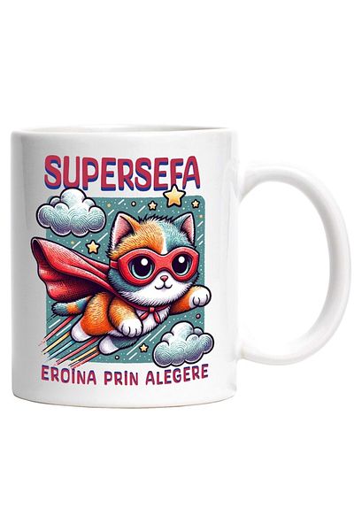 INOVATIX Personalized white mug, Super Boss, Superhero, Heroine By Choice, INOVATIX®. 330ml