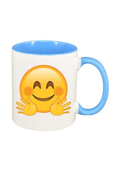 INOVATIX Cana alba personalizata, Emoji Hug, interior albastru, D31, INOVATIX®. 330ml