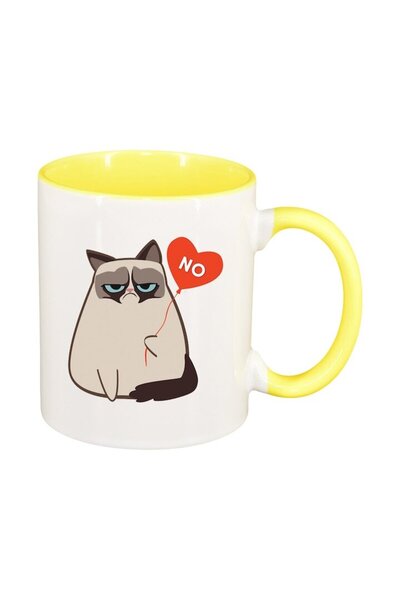 INOVATIX Cana alba personalizata, Meme - Funny Grumpy, interior galben, D1400...