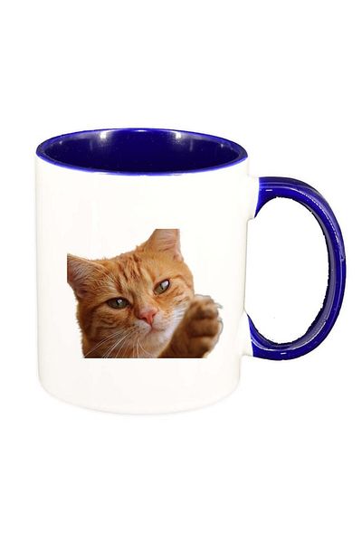 INOVATIX Personalized white mug, Cat, dark blue interior, D979, INOVATIX®. 330ml