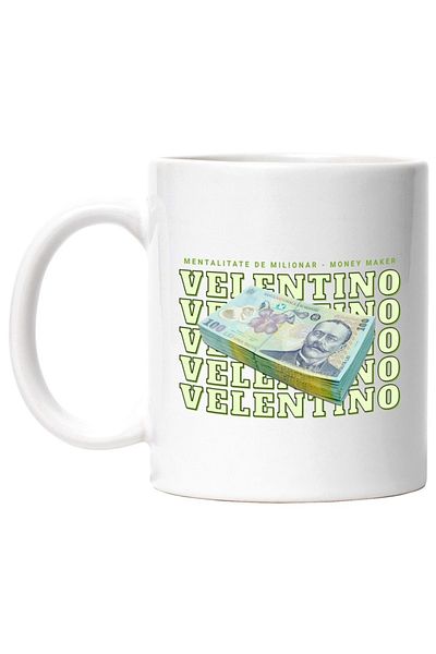 INOVATIX Personalized white mug, __Valentino_ - 100 Romanian Lei, INOVATIX®. 330ml