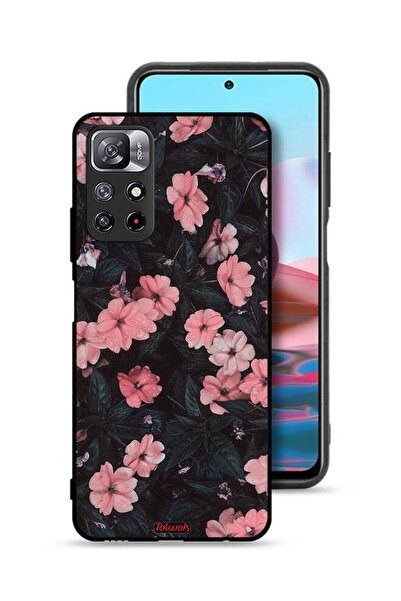 Tolwak غطاء حماية لهاتف شاومي ريدمي نوت 11 4G - لون الخوخ والورود الصغيرة