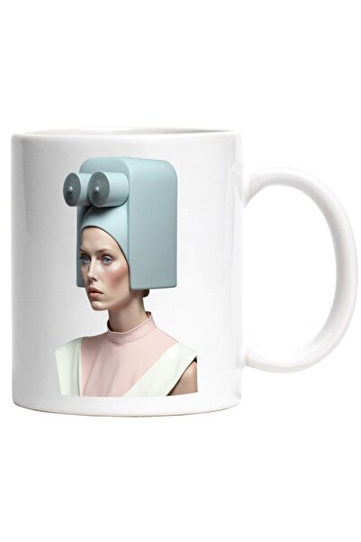 INOVATIX Cana alba personalizata, Femeie, Abstract, Arta, Futuristic, Fashion...