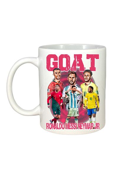 INOVATIX Personalized White Mug, Goat Ronaldo Messi Neymar, White Handle and Interior, ®. 330ml