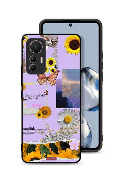 Tolwak Xiaomi 12 Lite Protective Case Cover Beautiful Sunflower Stickers