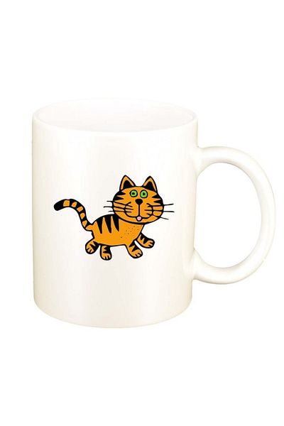 INOVATIX Cana alba personalizata, Drawn Cat, D986, INOVATIX®. 330ml