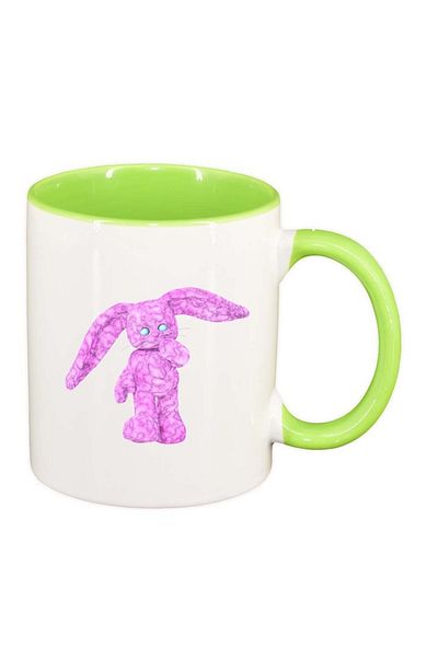 INOVATIX Personalized white mug, Pink Bunny, light green interior, D999, INOVATIX®. 330ml